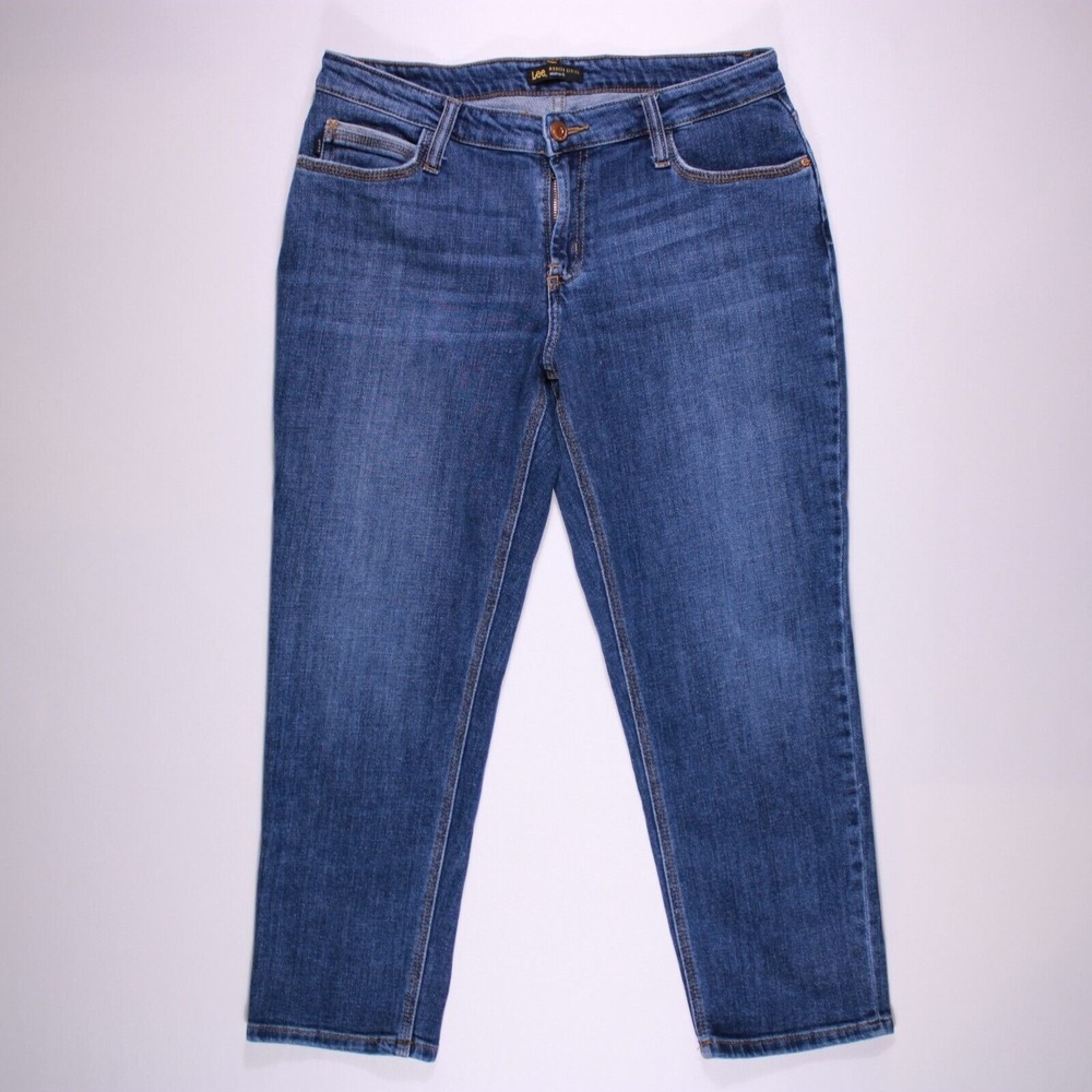Lee Jeans Womens 10 Blue Med Wash Modern Series Preppy Stretch Denim Fits31.5x24